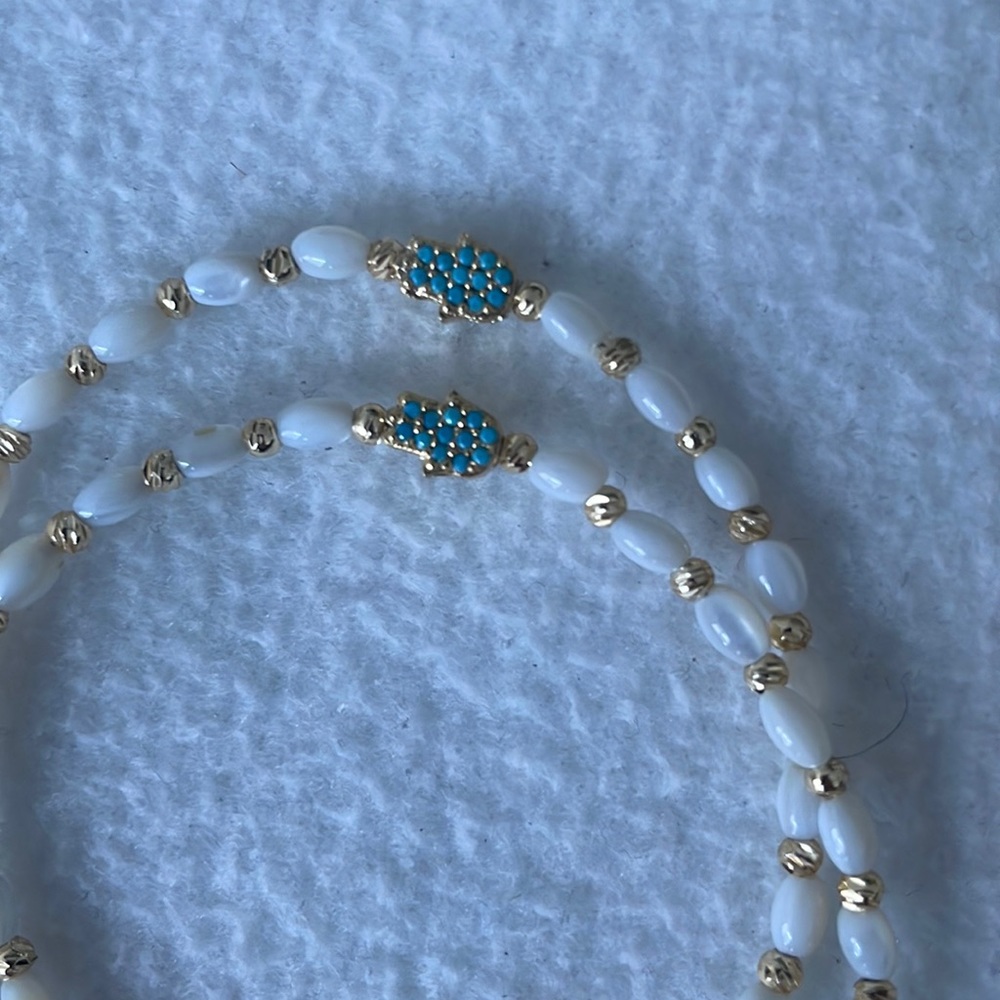 Pearl beads Hamsa ( hand) bracelet